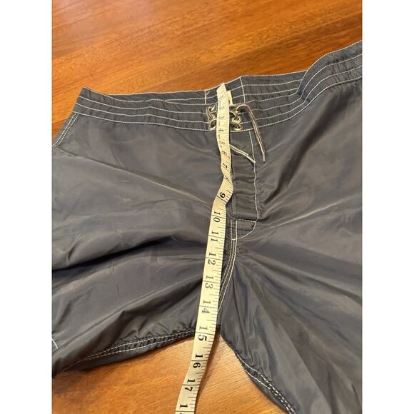 XL Birdwell Beach Britches Surf Swim Trunks Blue 40 Bleach Stain Vintage Nylon - Picture 12 of 13